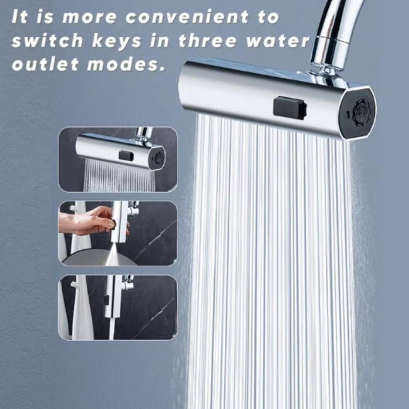 360° Drehbarer Wasserhahn-Aufsatz | 3-Strahl-Modi & Spritzschutz