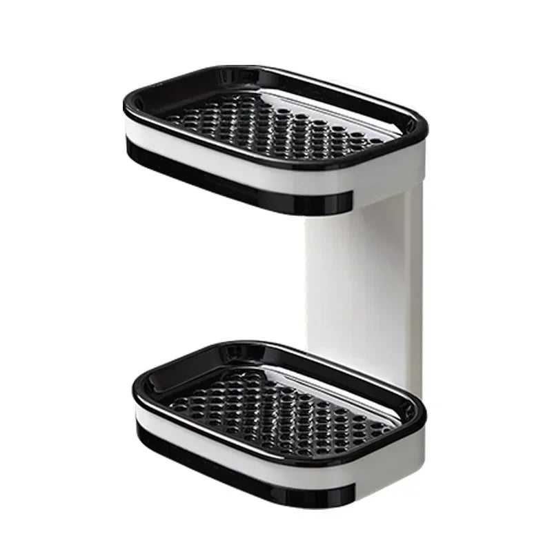 Wandmontierte Seifenschale mit Doppellage | Bohrfreie Ablage mit Ablaufschublade & Organizer-Funktion