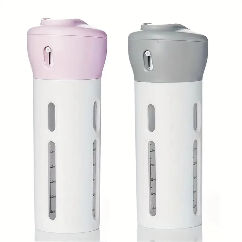 4-in-1 Reise-Flasche | Nachfüllbarer Spender für Shampoo, Lotion, Parfum & Kosmetik – Auslaufsicher & Kompakt
